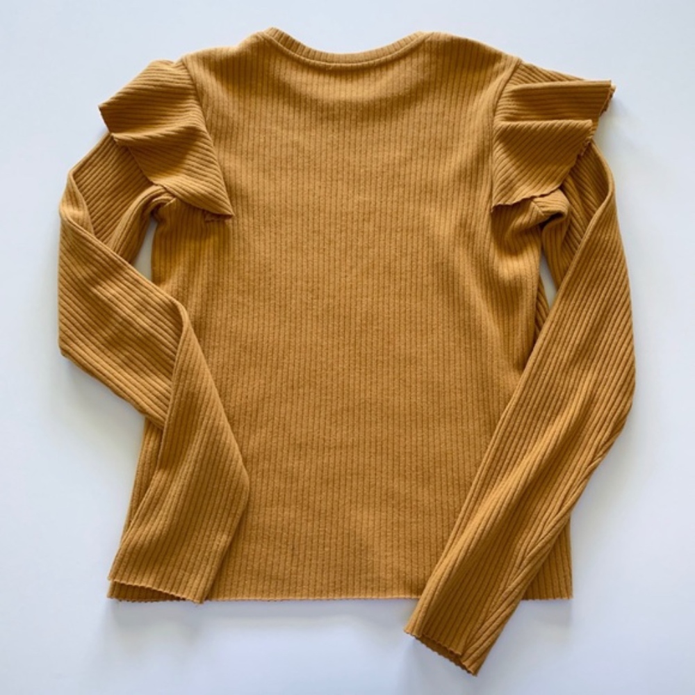 Zara Long Sleeve Ruffle Shoulder Sweater • Size M